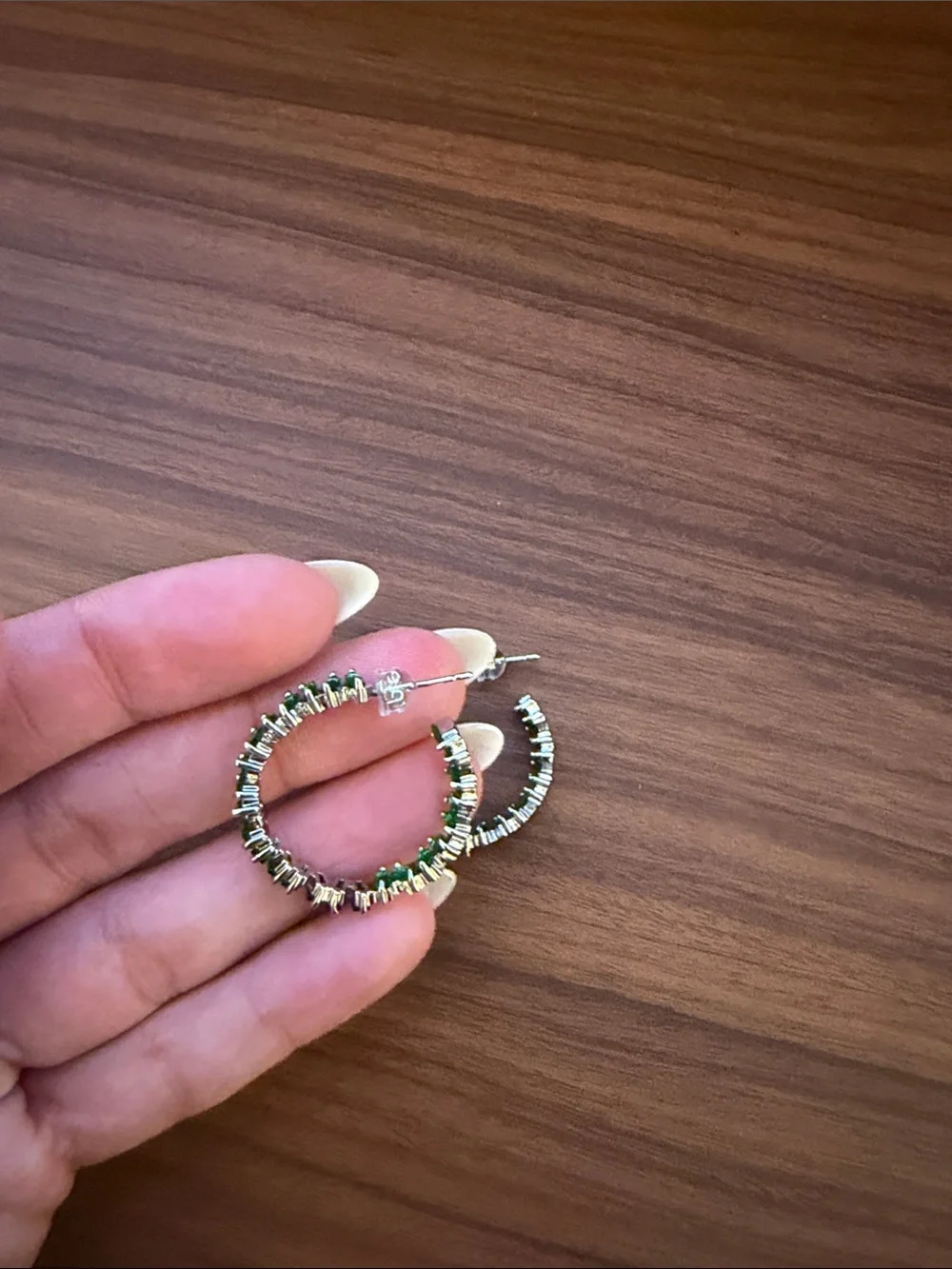 Green Crystal Hoop Earrings - Elegant Women's Jewelry